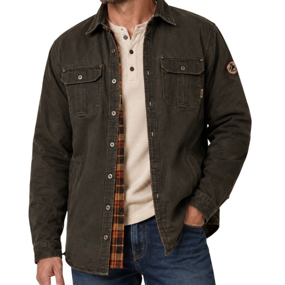 Legendary Whitetails Dark Brown Flannel Lined Canvas Shirt Jacket Men's XLT